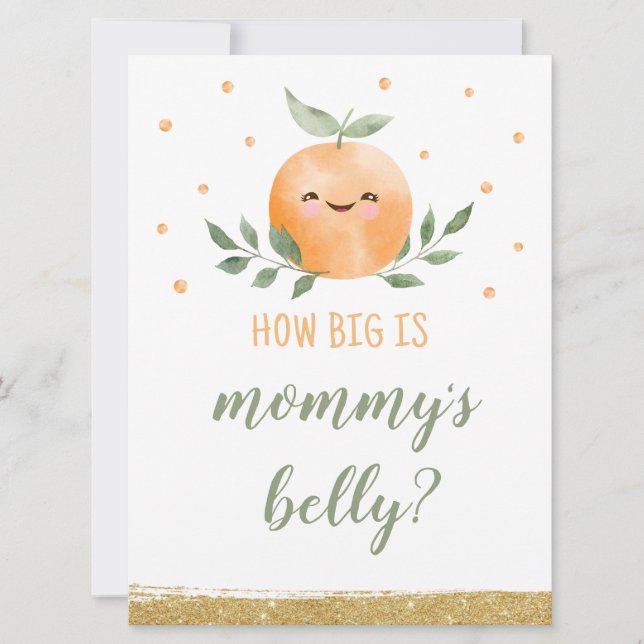 Guess How Big Is Mummy Belly Sign Little Cutie Invitation (Front)