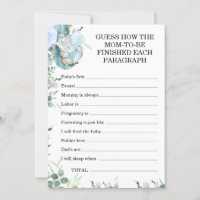 Guess How Little Peanut Elephant Baby Shower Game