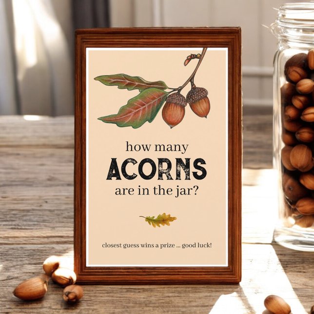 Guess How Many Acorns Fall Baby Shower Game Sign (Creator Uploaded)