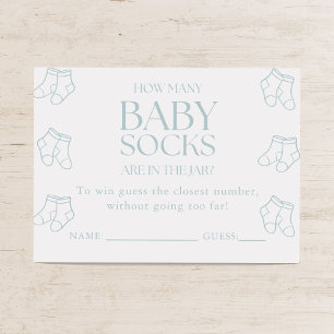 Guess How Many Baby Socks Boy Baby Shower Game Enclosure Card