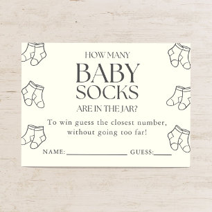 Guess How Many Baby Socks Minimal Baby Shower Game Enclosure Card