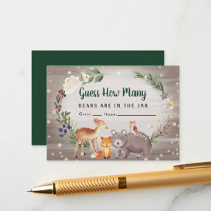 Guess How Many Bears Woodland Baby Shower Game Enclosure Card