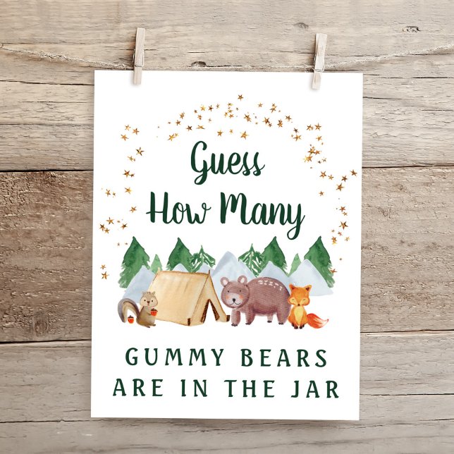 Guess How Many Bears Woodland Baby Shower Game Poster (Creator Uploaded)
