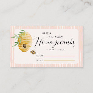 Guess How Many Bee Themed Girl Baby Shower Game Enclosure Card