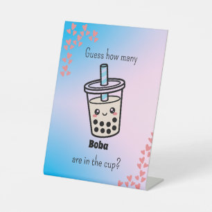 Guess How Many Boba Are in the Cup? Gender Reveal Pedestal Sign