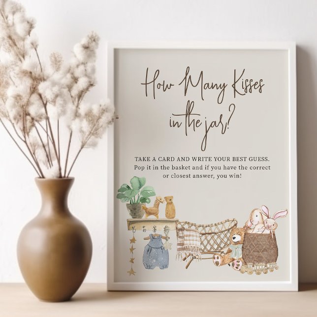 Guess How Many Boho Baby Nursery Baby Shower Game Poster (Guess How Many Baby Shower game sign - printed or digital - from my Boho Baby Nursery Collection)