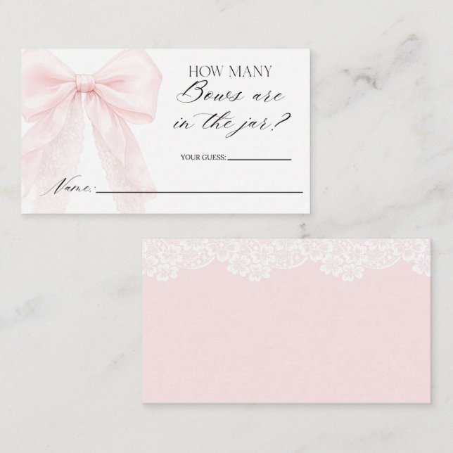 guess how many bows Girl Modern Baby Shower  Enclosure Card (Front/Back)