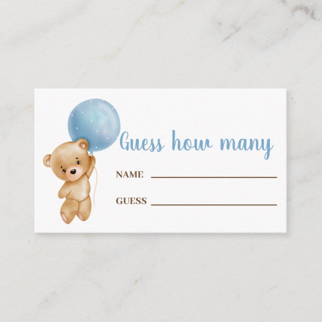 Guess how many boy bear card (Front)