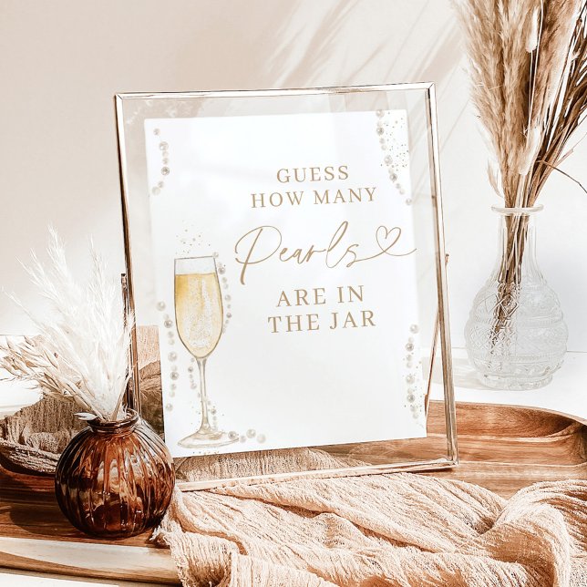 Guess How Many Bridal Shower Game Pearls Prosecco  Poster (Creator Uploaded)