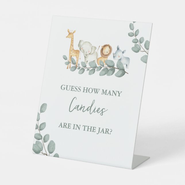 Guess How Many Candies Baby Shower Game Pedestal  Pedestal Sign (Front)