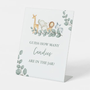 Guess How Many Candies Baby Shower Game Pedestal  Sign