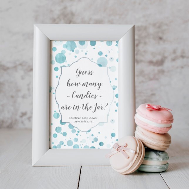 Guess How Many Candies Blue Dots Boy Baby Shower Poster (Creator Uploaded)
