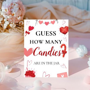 Guess how many candies valentine Baby shower Sign