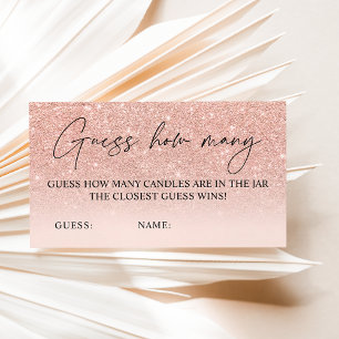 Guess how many candles rose gold bridal game enclosure card