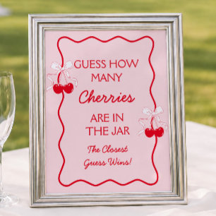 Guess How Many Cherry Baby Shower Game Poster