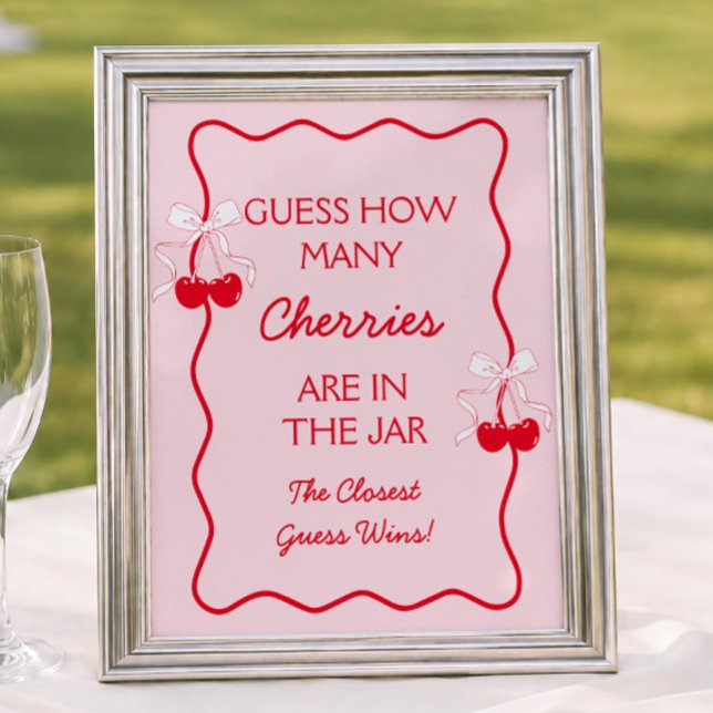 Guess How Many Cherry Baby Shower Game Poster (Creator Uploaded)