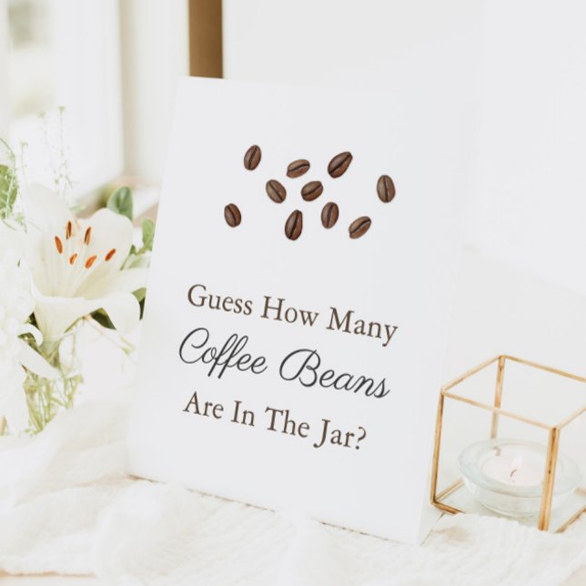 Guess How Many Coffee Beans Baby Shower Game Pedestal Sign (Guess how many coffee beans baby shower or bridal shower game)