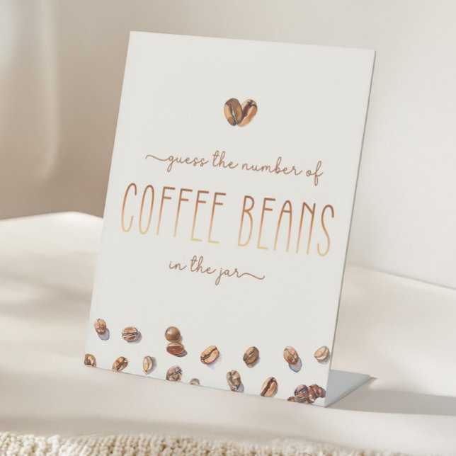 Guess How Many Coffee Beans Bridal Shower Pedestal Sign (Fun Coffee Themed Bridal Shower Game)