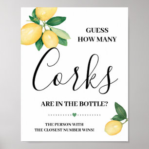 Guess How Many Corks Lemons Shower Game Sign