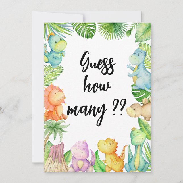 Guess how many Dinosaur Baby Shower Card (Front)