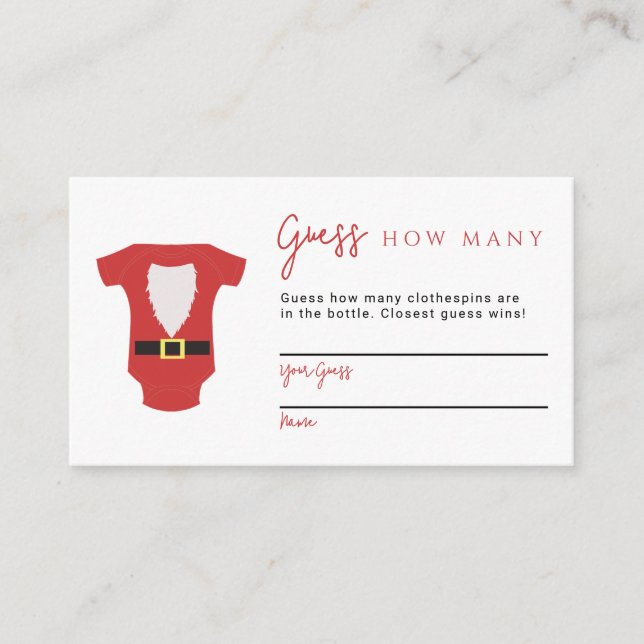 Guess How Many Game Santa Baby Shower Christmas Enclosure Card (Front)