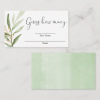 Guess how many greenery gold baby shower cards