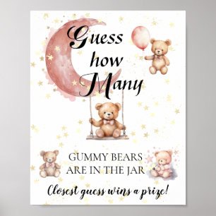 Guess How Many Gummy Bears Baby Shower Game Poster