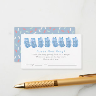 Guess How Many Gummy Bears Blue Baby Shower Game Enclosure Card