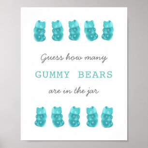 Guess How Many Gummy Bears Blue Game Sign
