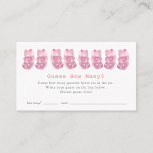 Guess How Many Gummy Bears Pink Baby Shower Game Enclosure Card