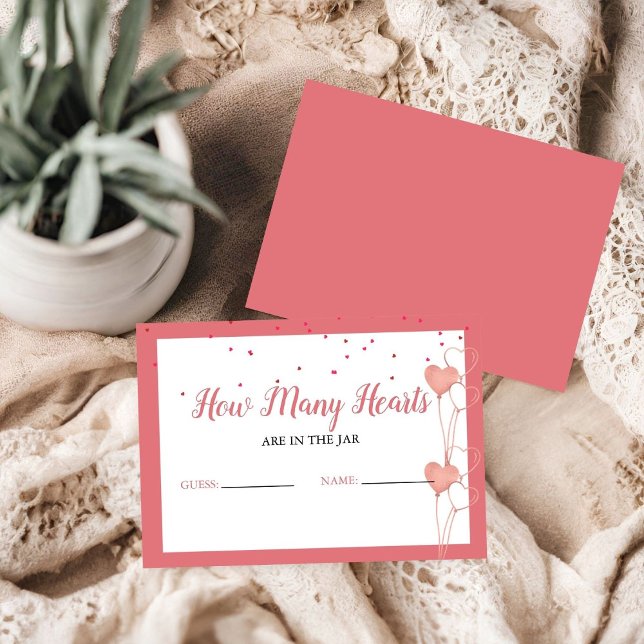 Guess how many Hearts are in the jar Bridal shower Enclosure Card (Creator Uploaded)