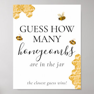 Guess How Many Honeycomb Bee Bridal Shower Game  Poster