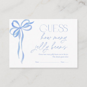 Guess How Many Jelly Beans Blue Bow Bridal Shower Enclosure Card