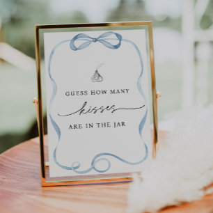 Guess How Many Kisses are in the Jar Blue Bow Poster
