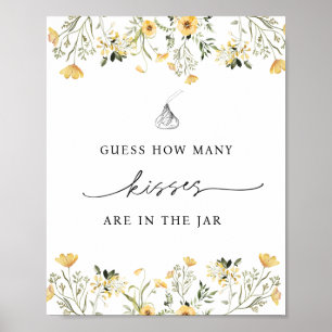 Guess How Many Kisses are in the Jar Yellow Flower Poster
