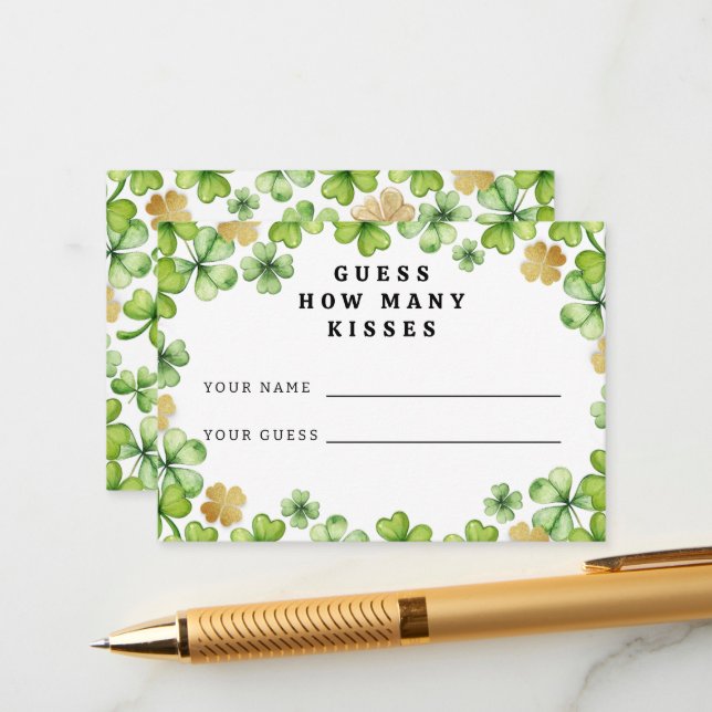 Guess How Many Kisses Baby Shower Game Cards (Front/Back In Situ)