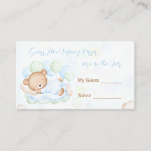 Guess How Many Kisses Bear Boy Baby Shower Enclosure Card