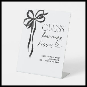 Guess How Many Kisses Black Bow Bridal Shower Pedestal Sign