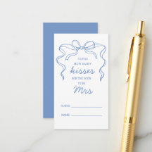 Guess How Many Kisses Blue Bow Bridal Shower Game