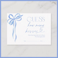 Guess How Many Kisses Blue Bow Bridal Shower Game