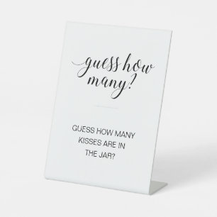 Guess How Many Kisses Bridal Shower Game Pedestal Sign