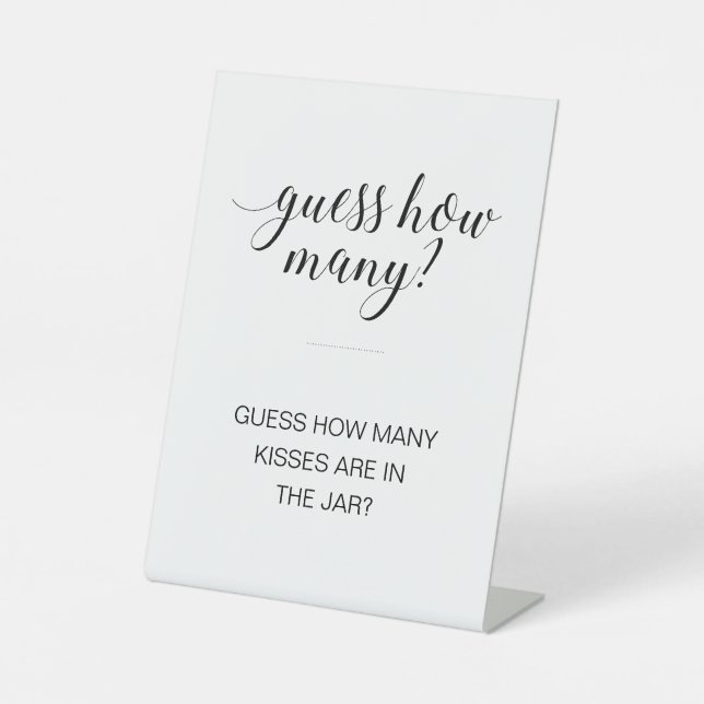 Guess How Many Kisses Bridal Shower Game Pedestal Sign (Front)