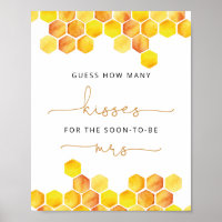 Guess how many kisses bridal shower game poster