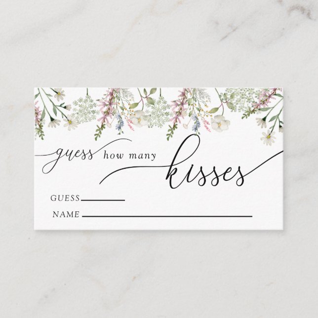 Guess How Many Kisses | Chic Wildflower Enclosure Card (Front)