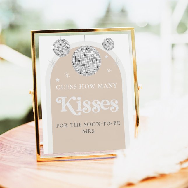Guess how many kisses Disco Bridal Shower Game Poster (Creator Uploaded)