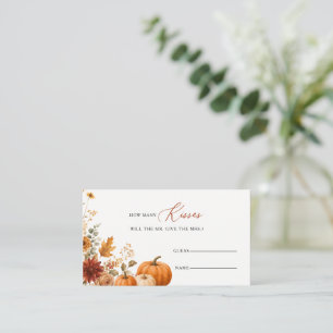 Guess how many Kisses Floral Pumpkin Bridal Game Enclosure Card