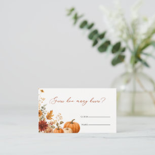 Guess how many Kisses Floral Pumpkin Bridal Game Enclosure Card