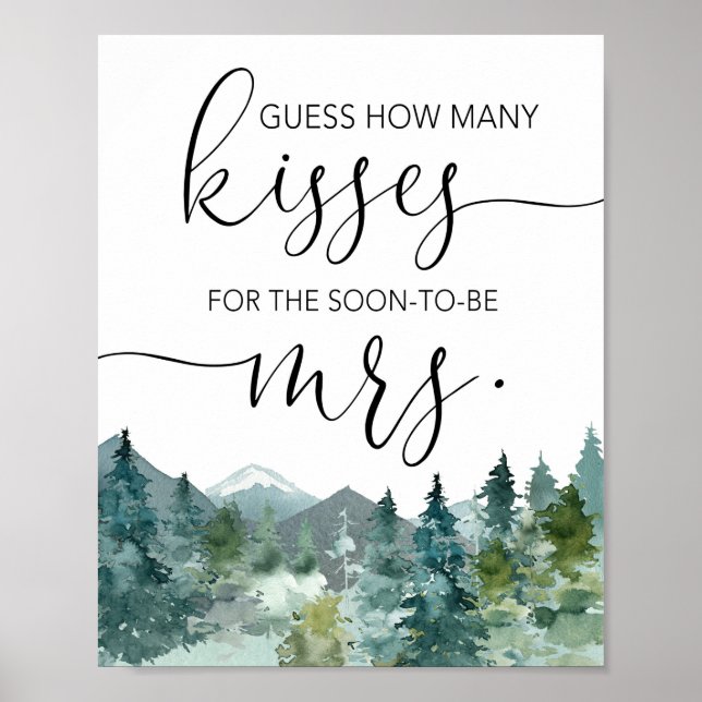 Guess how many kisses for soon-to-be misses bridal poster (Front)