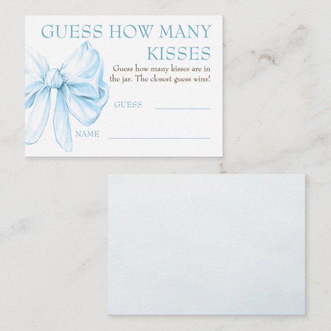 Guess How Many Kisses Game Cards - Chic Bow  (Front/Back)
