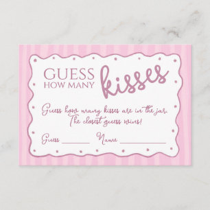 Guess How Many Kisses Game Pink Striped Card